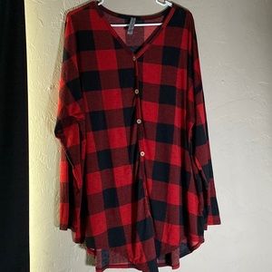 Buffalo Plaid Sheer HoneyMe Curvy long sleeve